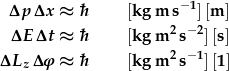 \Delta p\Delta x\approx\hbar; \Delta E\Delta t\approx\hbar; \Delta L_z\Delta\phi\approx\hbar