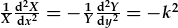 \frac{1}{X}\frac{d^2X}{dx^2}=-\frac{1}{Y}\frac{d^2Y}{dy^2}=-k^2