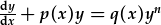 \frac{dy}{dx}+p(x)y=q(x)y^n