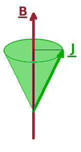 Zeeman effect: B-field and total angular momentum vector.