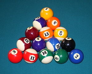 A rack of pool balls.