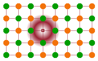 F-centre in a crystalline lattice.